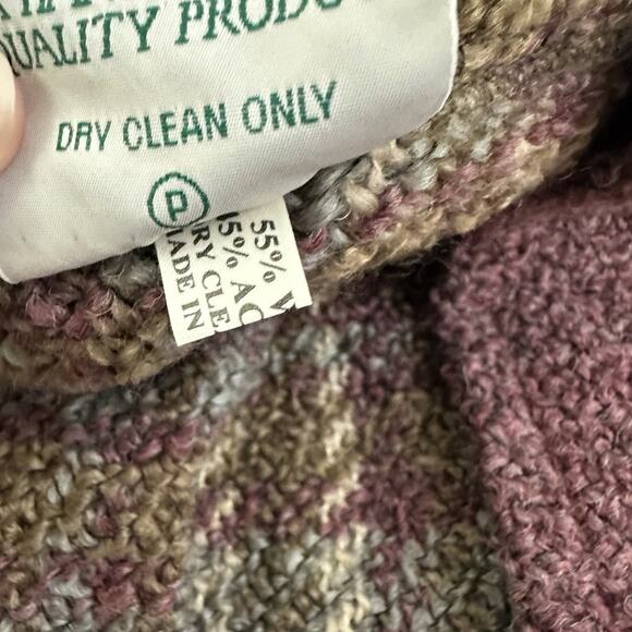 Boyne Valley Weavers Poncho Sweater Shawl One Size Green Purple Plaid Layered - Picture 8 of 14